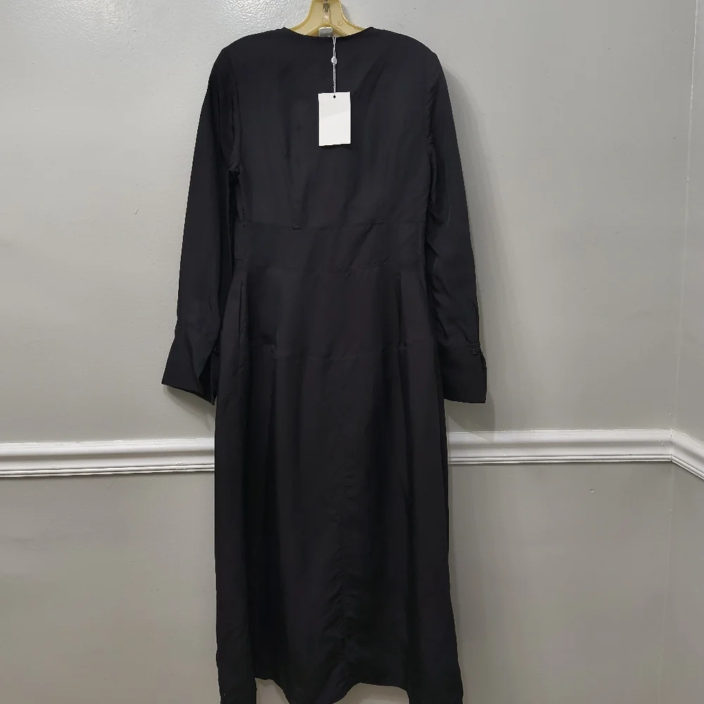 Co. Collection Silk Blend Elegant Black Long Sleeve Dress M Dark Romantic Gurge - Picture 6 of 12
